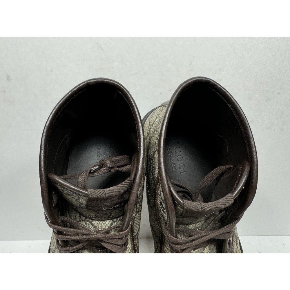 Gucci Brown Monogram High-Top Canvas Sneakers GG California Men's 10 US / 9 G - Picture 8 of 8